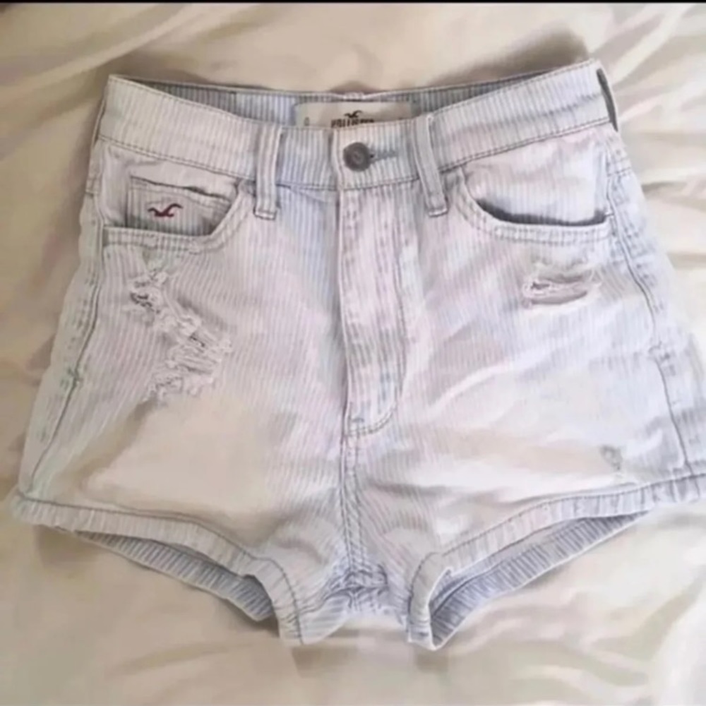 High waisted pinstripe shorts